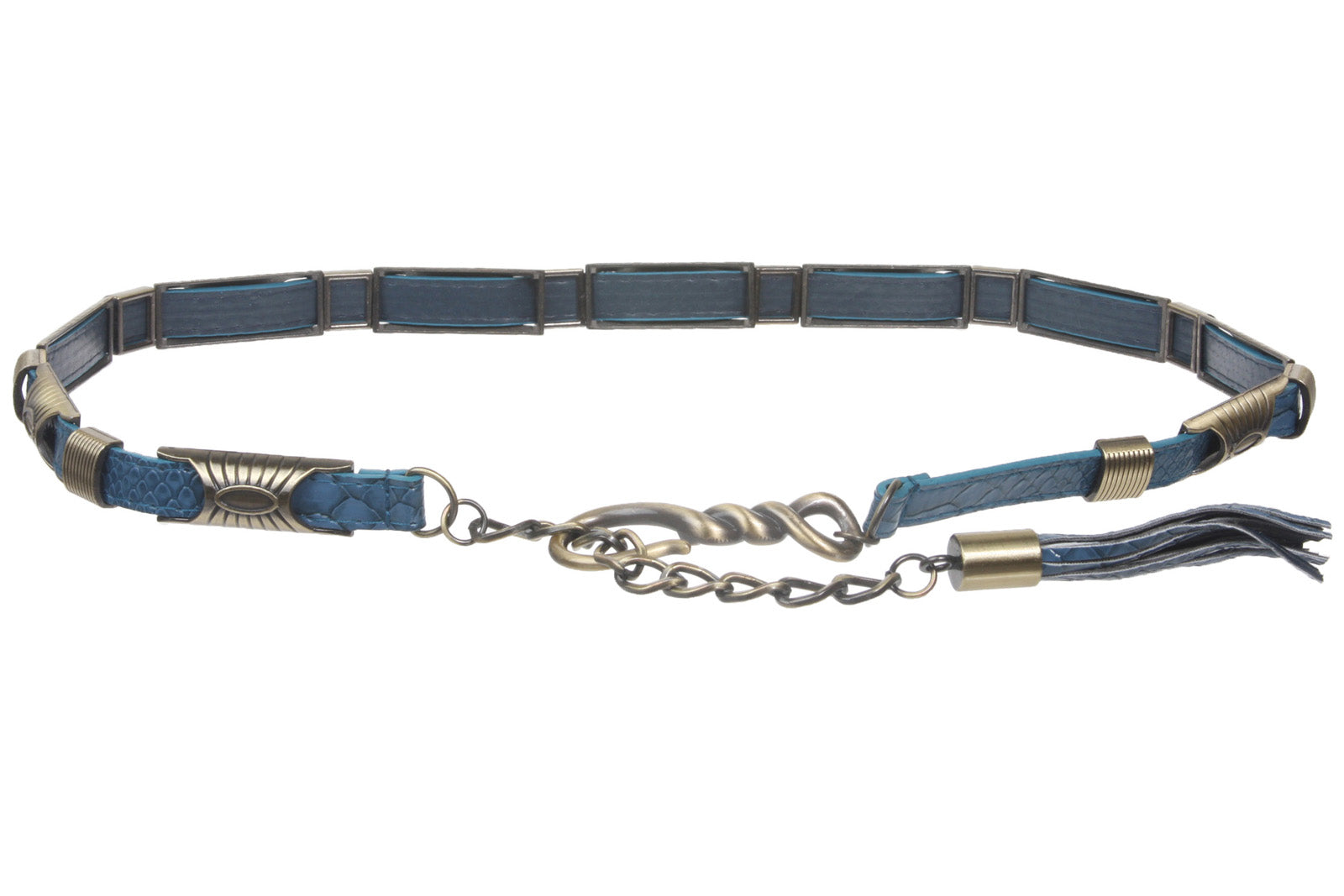 Women's 3/4" Antique hardware embossed Hook buckle Link Fashion Chain Belt