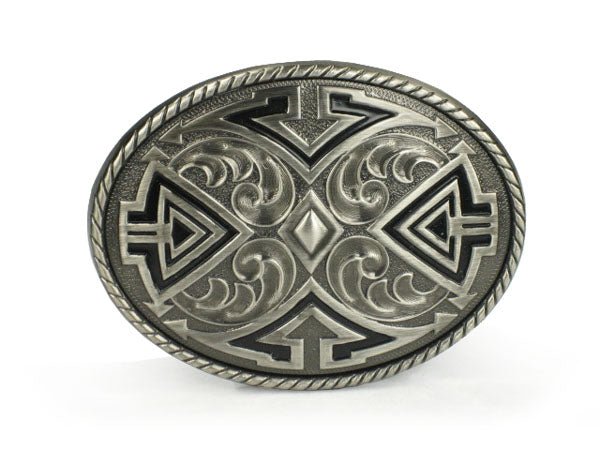 Western Oval Pewter Belt Buckle - OnlineBelts