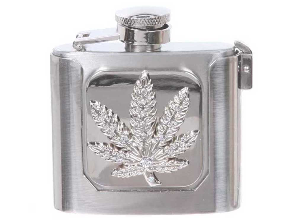 Rhinestone Marijuana Flask Belt Buckle - OnlineBelts