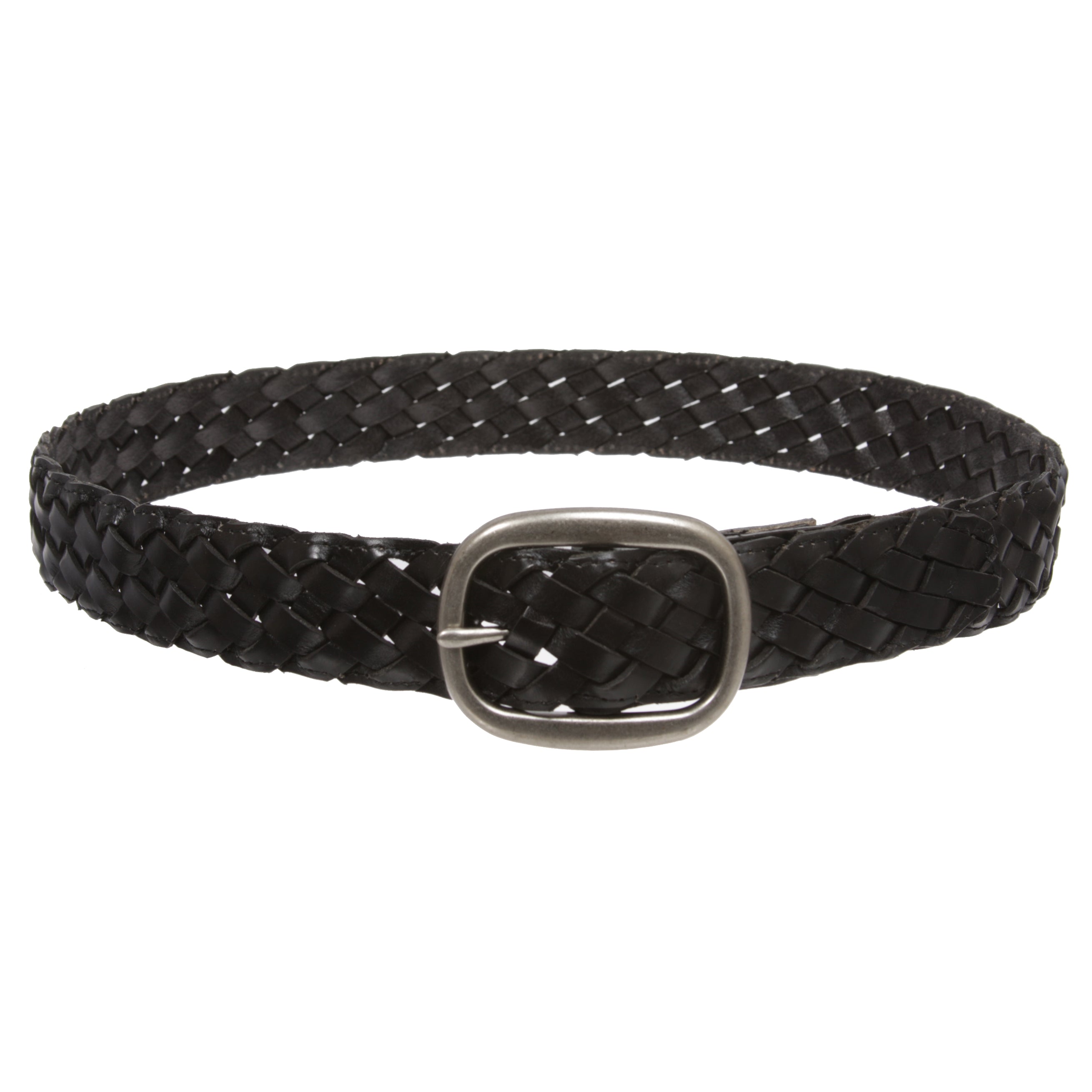 Womens 1 1/2" (38 mm) Snap On Oval Braided Woven Oil Tanned Leather Belt - OnlineBelts