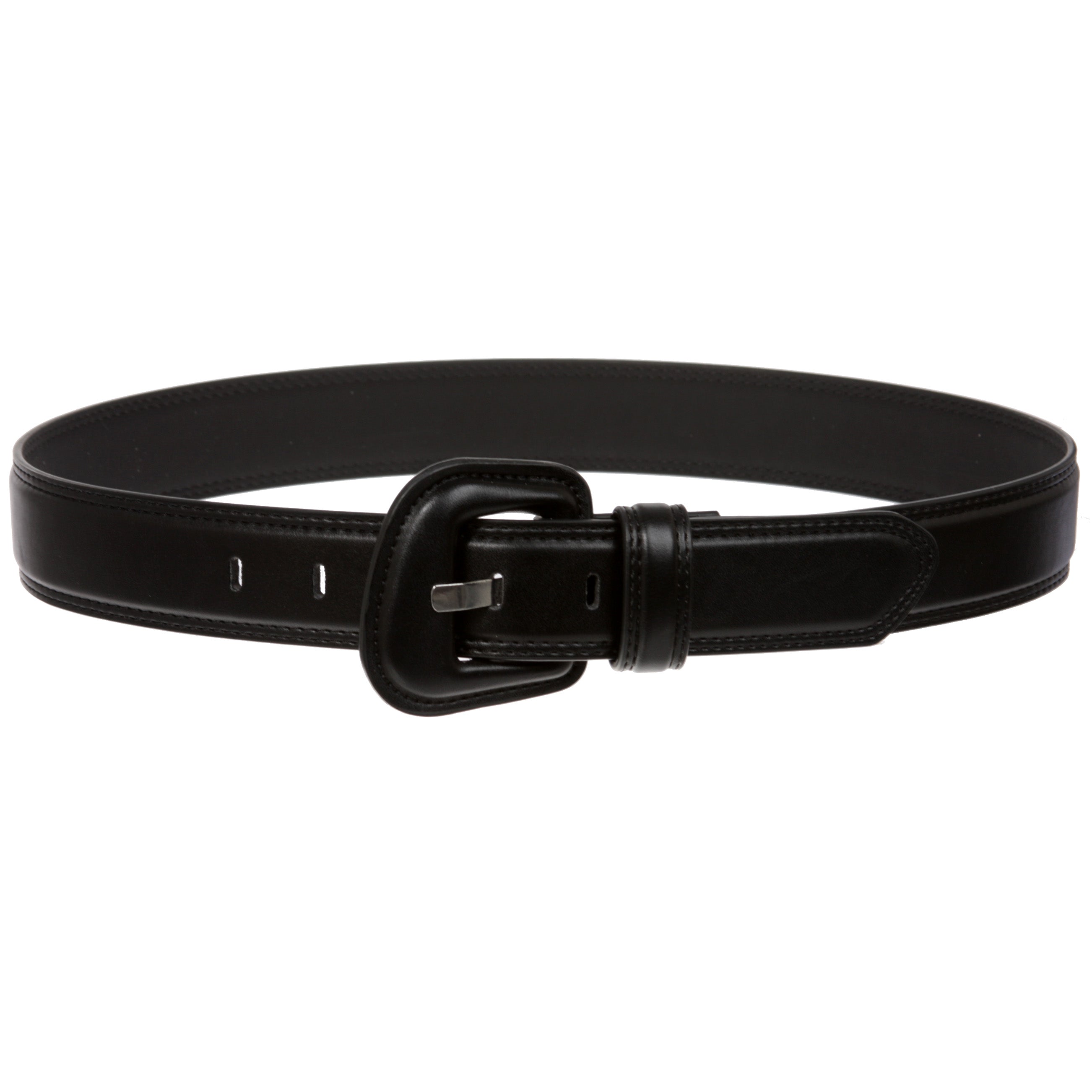 Women's 1.5" Fashion Faux Leather Belt with Sculpted Padded Buckle for Jeans, Dresses and Daily Outfits