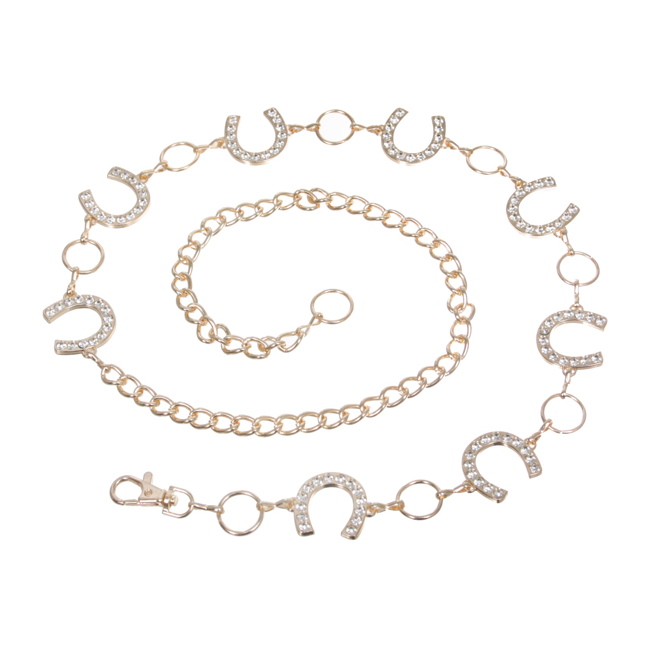 Crystal Horseshoe Chain Belt or Women - Adjustable Fashion Waist Chain - OnlineBelts