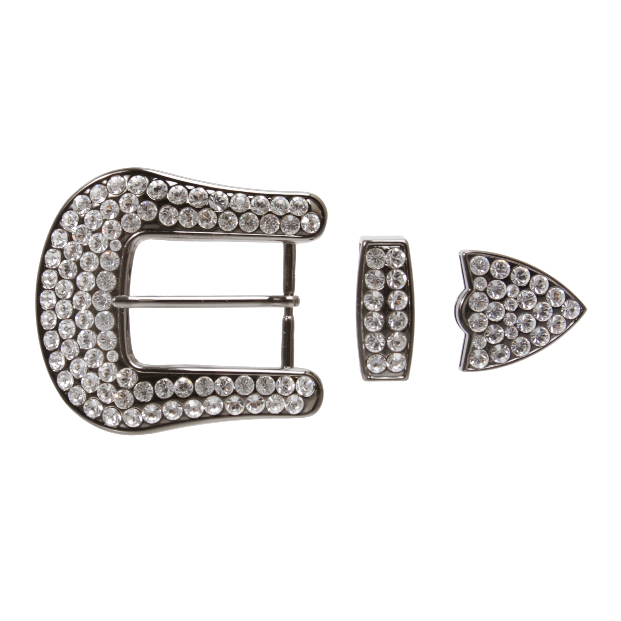 Western Single Prong Rhinestone Belt Buckle Set for Replacement or Leather Craft 1-1/2"