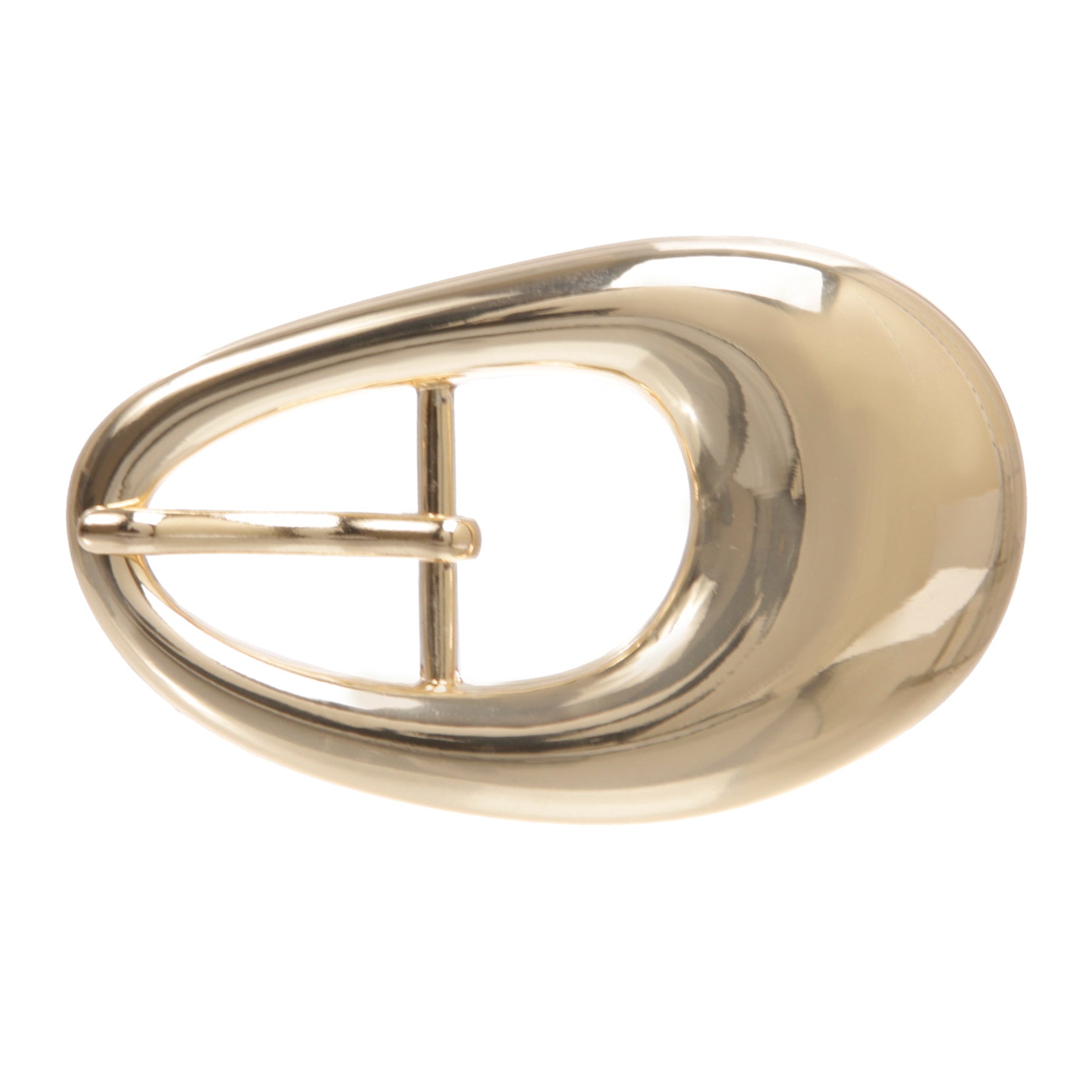 1” Gold Oval Teardrop-Style Buckle, Polished Zinc Alloy, Center Bar, Fits 25mm Belt Straps