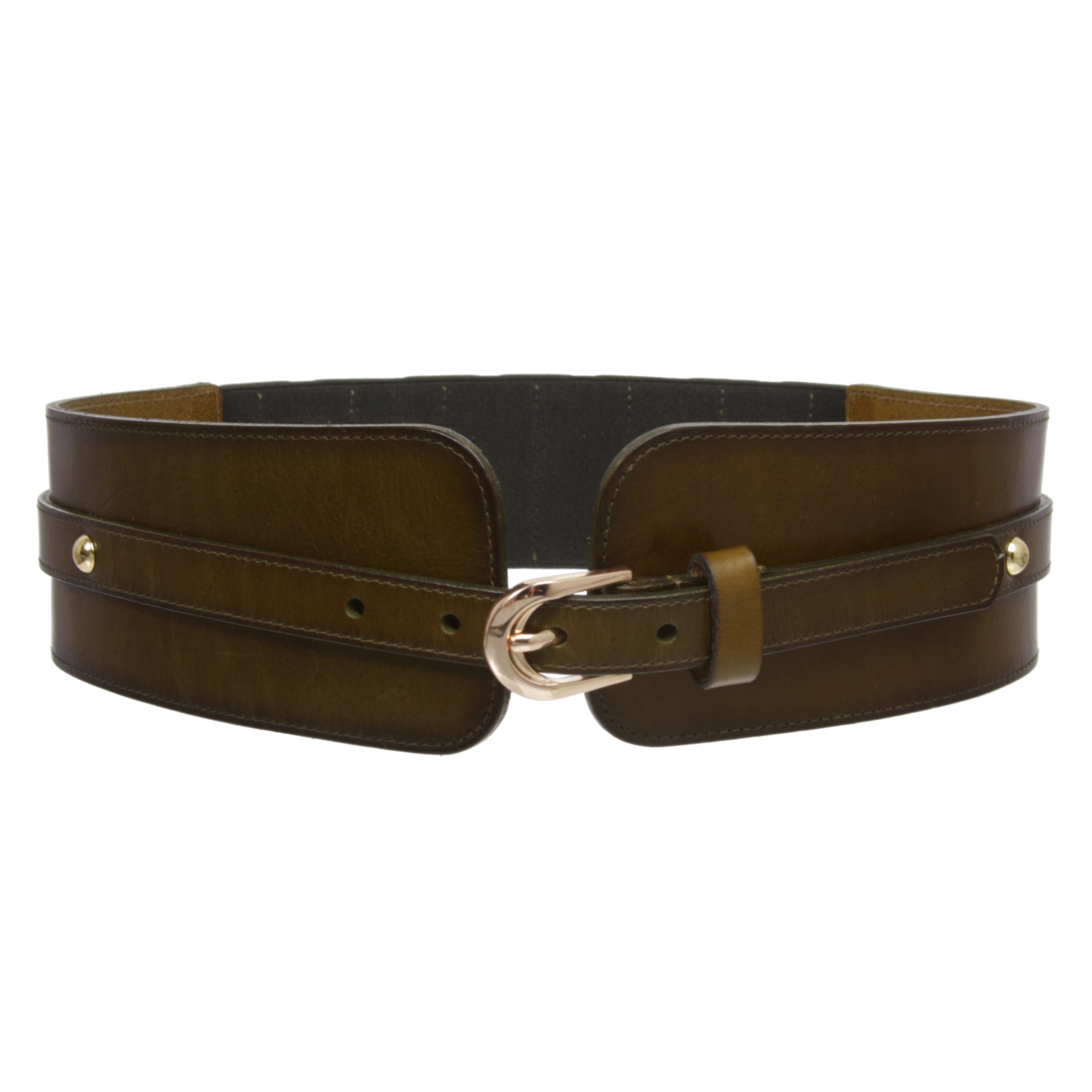 Women's High Waist Elastic Linked Cowhide Stretch Tapered Comfort Leather Belt