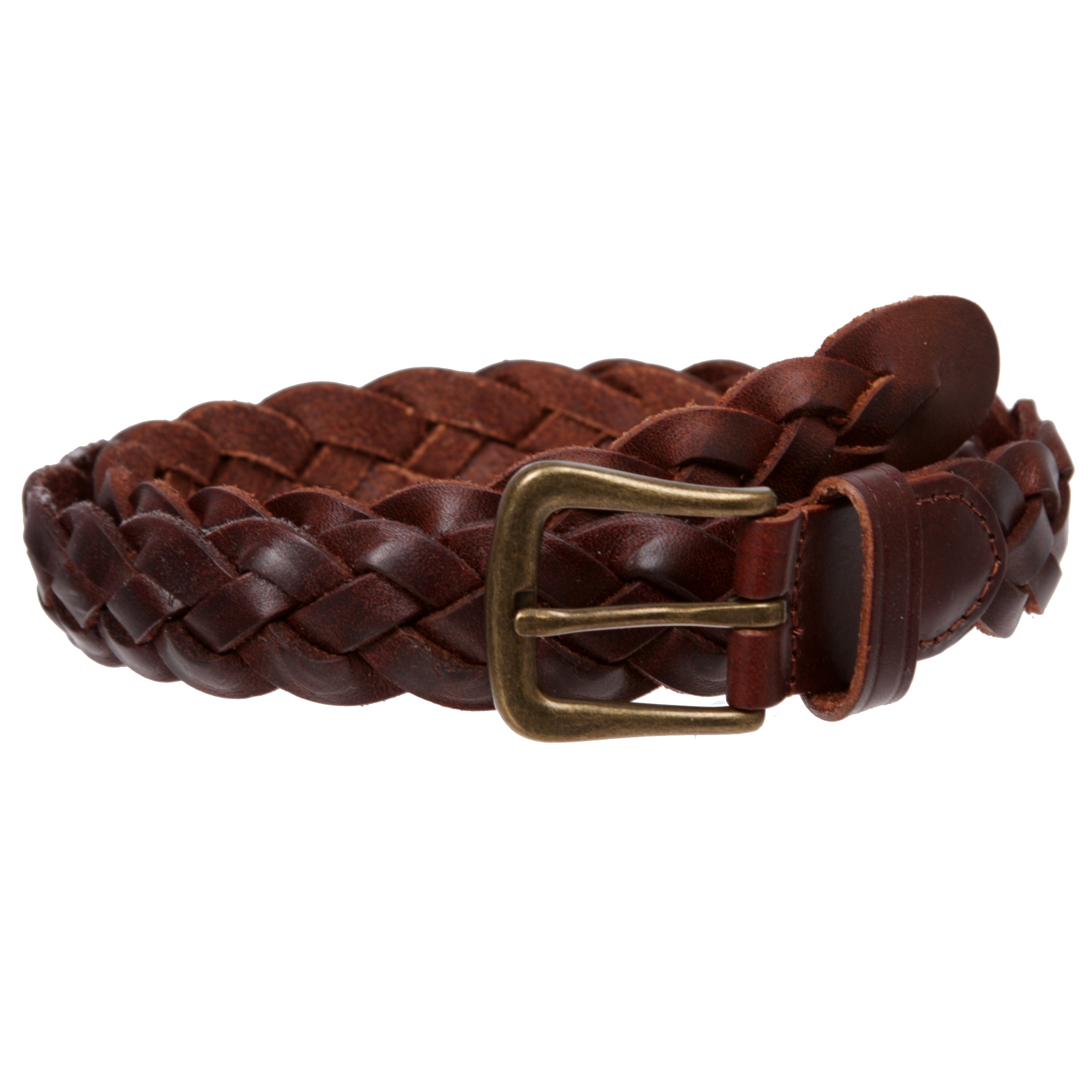 Women's 1 1/8" Braided Woven Skinny Narrow Leather Belt
