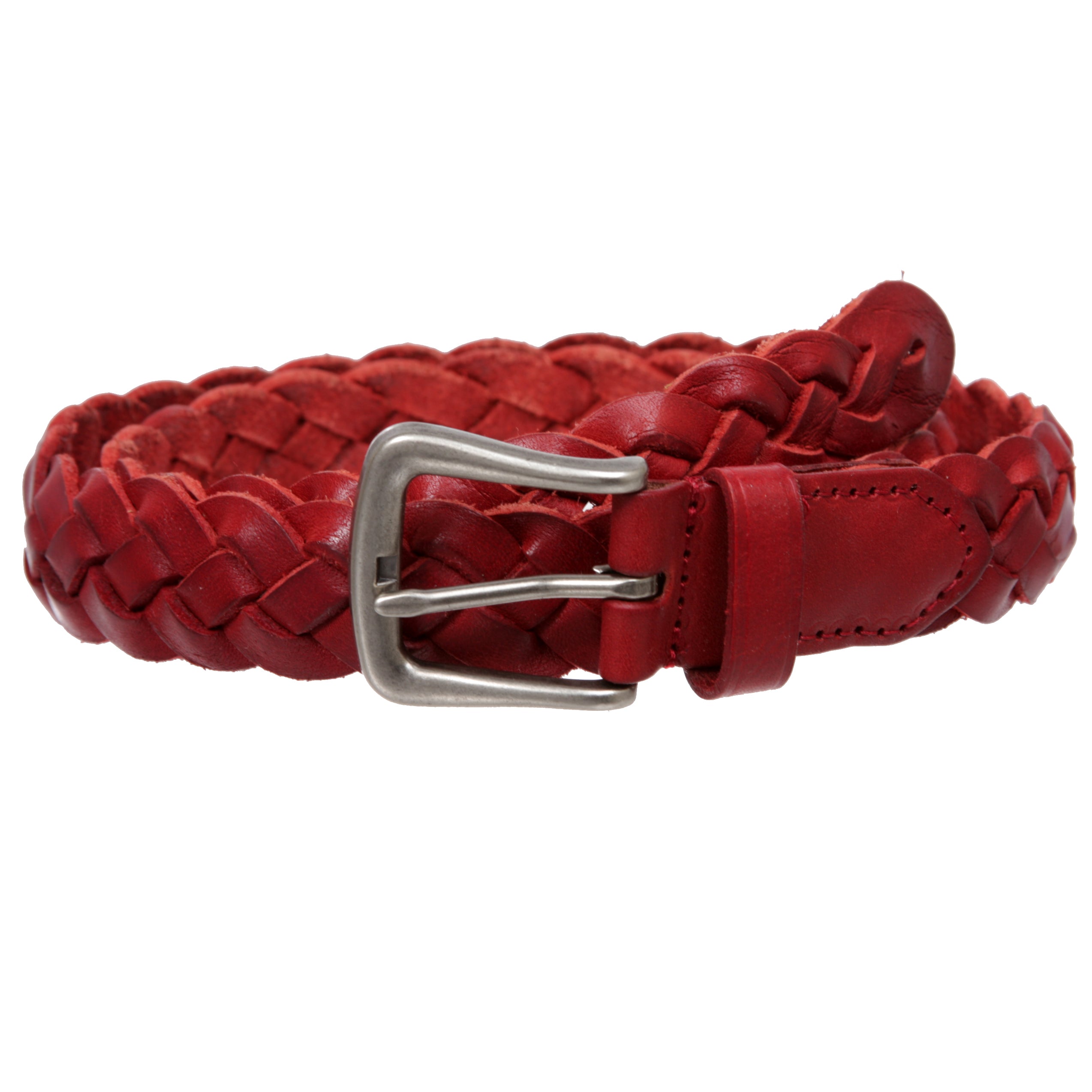 Women's 1 1/8" Braided Woven Skinny Narrow Leather Belt