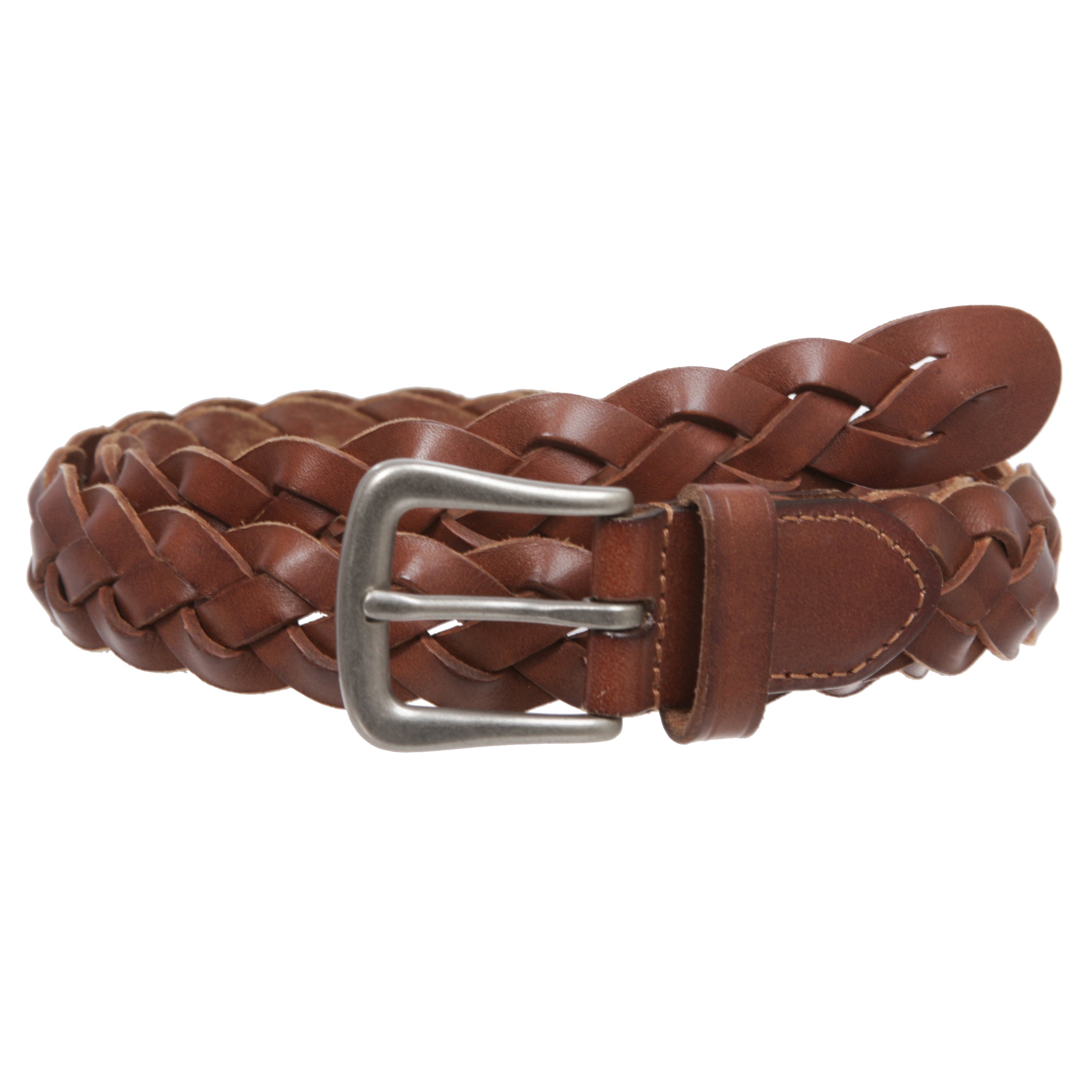 Women's 1 1/8" Braided Woven Skinny Narrow Leather Belt