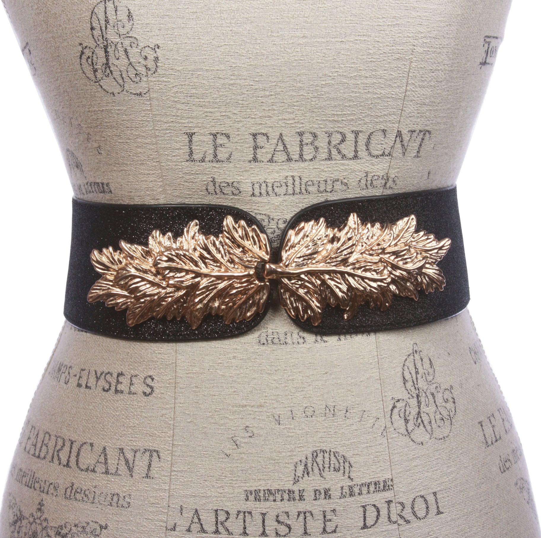 Women's 2 3/4" Wide Stretch Waist Belt with Hook Buckle  Leaf Style C