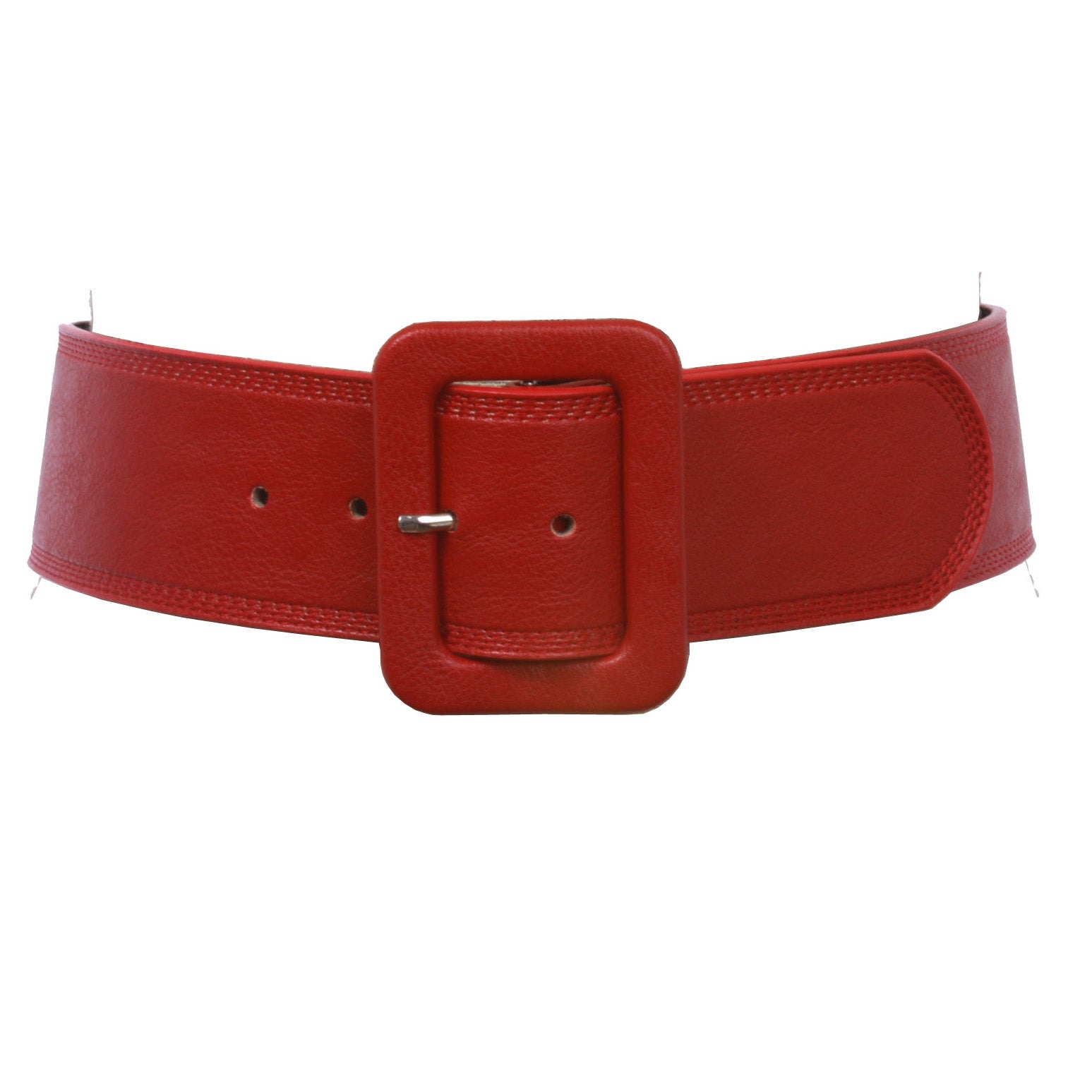 Women's 2 1/4" Wide High Waist Rectangular Stitch-edged Leather Belt Women's 2 1/4" Wide High Waist Rectangular Stitch-edged Leather Belt