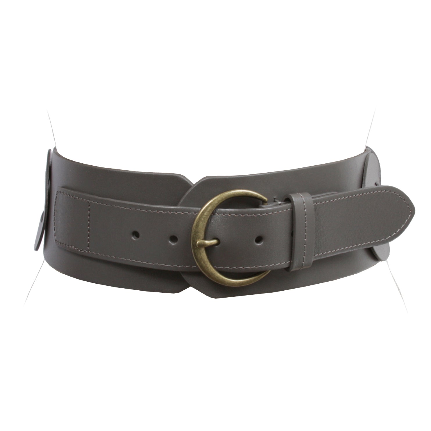 Ladies 3" (75 mm) Wide High Waist Round Disk Linked Braided Cowhide Top Full Grain Leather Belt