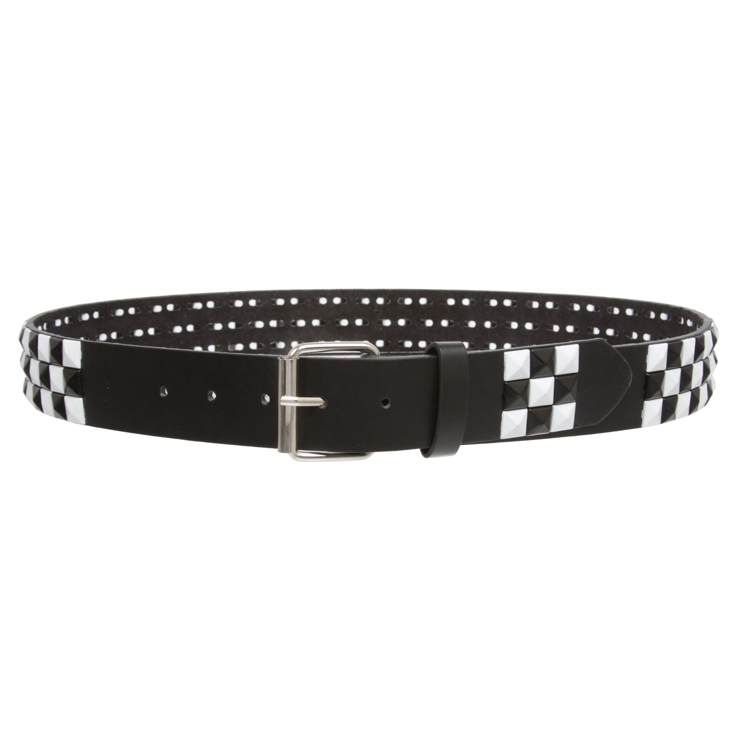 Pyramid Punk Rock Star Studded Checker Board Bonded Leather Belt
