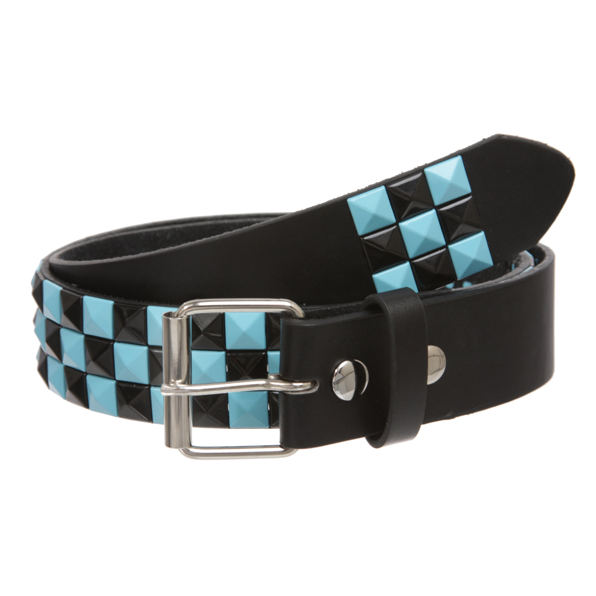 Pyramid Punk Rock Star Studded Checker Board Bonded Leather Belt