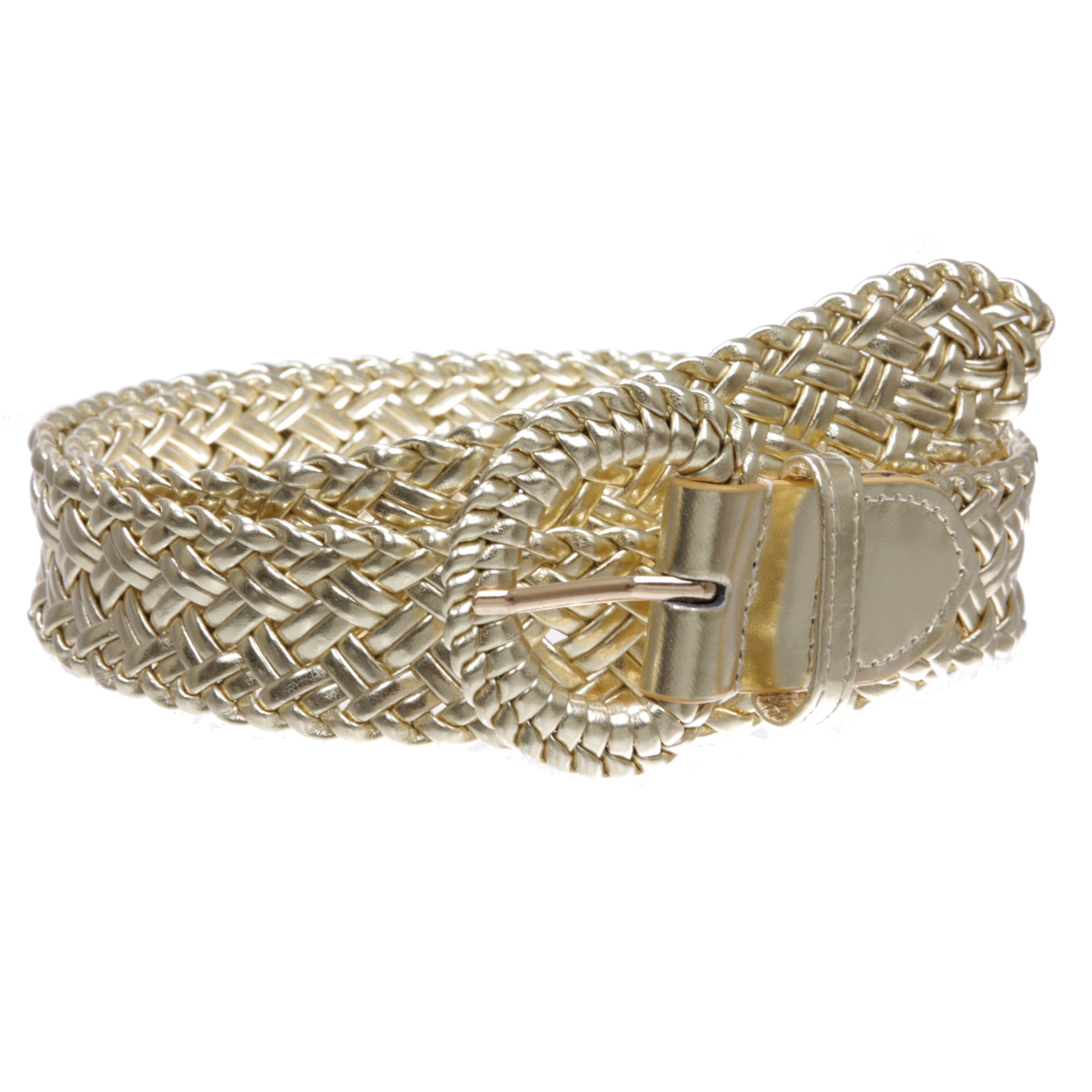 Women's 1 1/4" Inch Wide Hand Made Metallic Braided Woven Casual Belt Women's 1 1/4" Inch Wide Hand Made Metallic Braided Woven Casual Belt