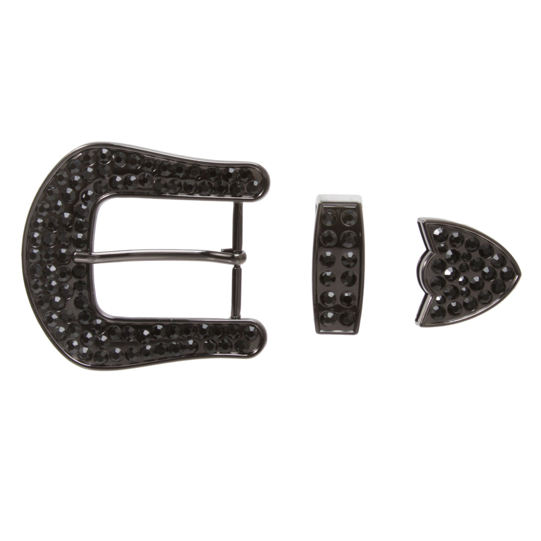 Western Single Prong Rhinestone Belt Buckle Set for Replacement or Leather Craft 1-1/2"