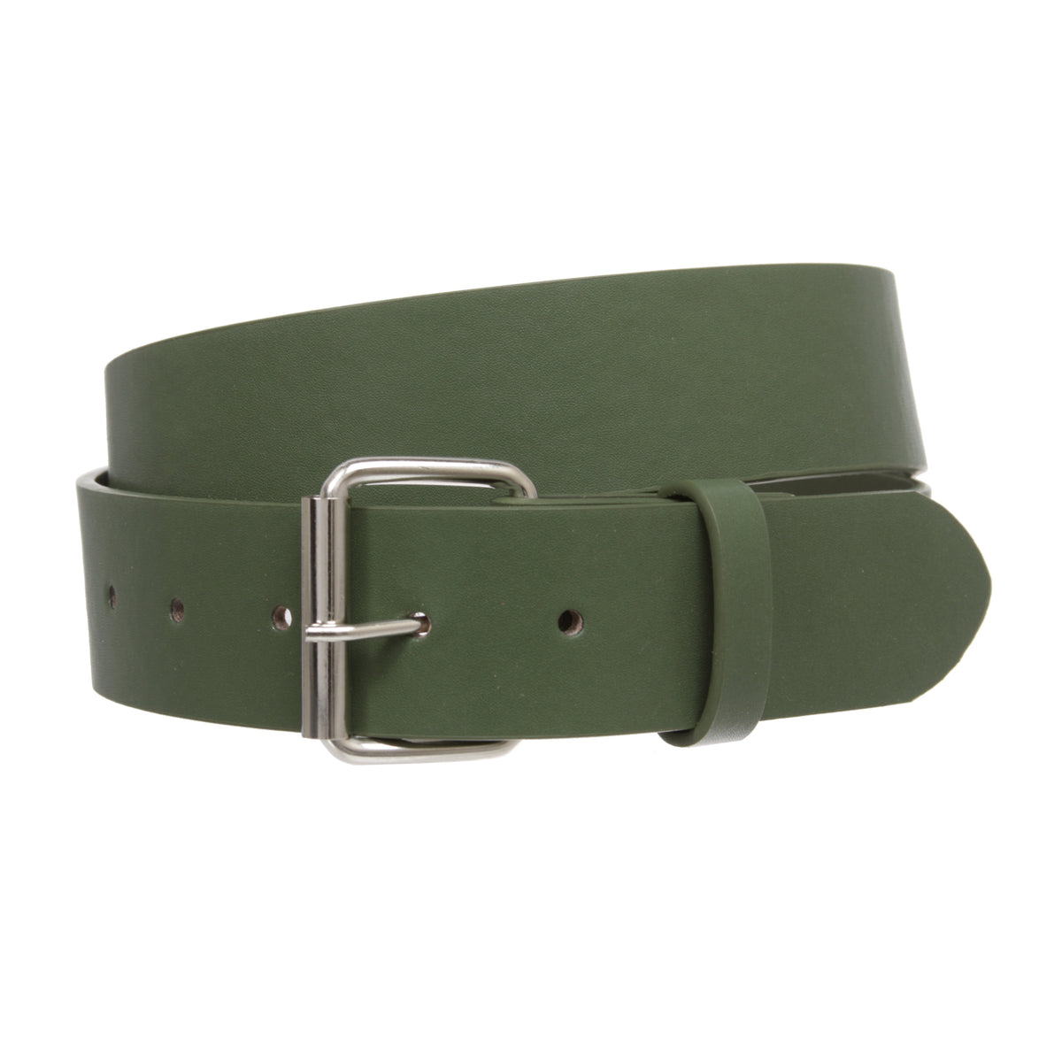 Big & Tall 1 1/2" (38mm) Snap On Plain Leather Jean Belt With Roller Buckle -Plus Sizes
