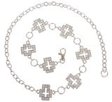 Womens Rhinestone Cross Ornaments Chain Belt