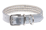 7/8" (22 mm)  Leather Dog Collar with clear rhinestones