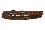 Women's 5/8" Faux Leopard Animal Fur Skinny Non Leather Belt