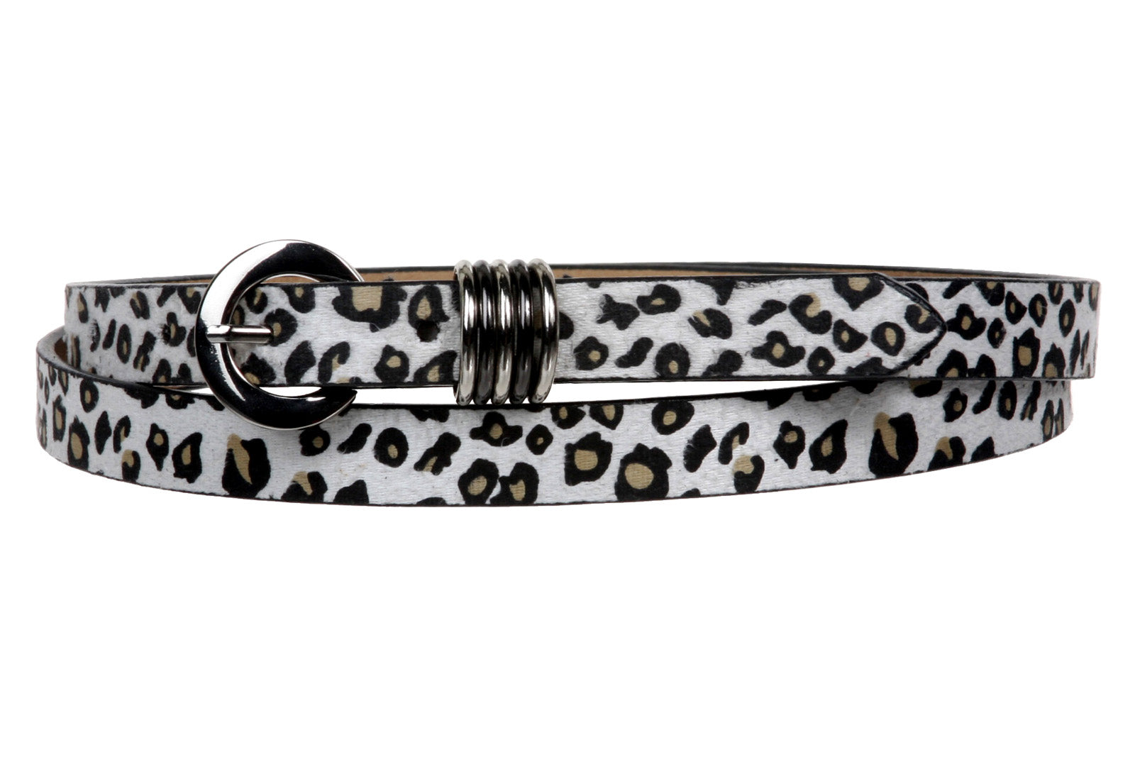 Women's 5/8" Faux Leopard Animal Fur Skinny Non Leather Belt