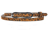 3/8 Inch Leopard Faux Animal Fur Skinny Fashion Belt
