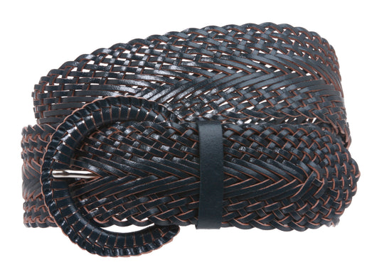 2 Inch Wide Genuine Leather Braided Woven Round Belt