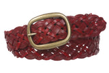 Womens Braided Woven Genuine Leather Belt