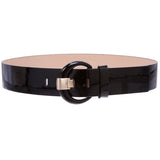 Women's 2" Wide High Waist Patent Leather Fashion Round Belt