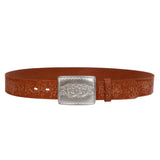 1 1/2" Women's Snap-on Western Floral Distress Embossed Engraved Cow High Leather Belt