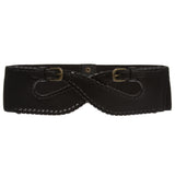 Women's 3 1/8" - 80 mm Wide Elastic Fashion High Waist Lace Edge Crossed Stretch Belt