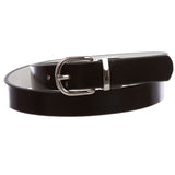 Women's Skinny Horse Shoe Reversible Leather Dress Belt