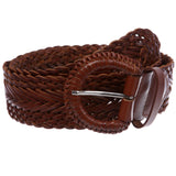Women's 2" Wide Braided Woven Round Leather Belt