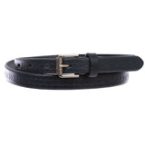Women's 3/4" (17 mm) Full Grain Leather Embossed Skinny Beveled-Edge Belt