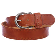 Men's Harness Stitch-Hole Edged Vintage Cowhide Thick Leather Casual Jean Belt