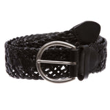 Women's 2" (50mm) Braided Woven Leather Belt with Horseshoe Buckle