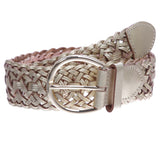 Women's 2" (50mm) Braided Woven Leather Belt with Horseshoe Buckle