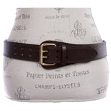 Women's Litchi Veined Double Stitch Double Hole Tapered Leather Belt