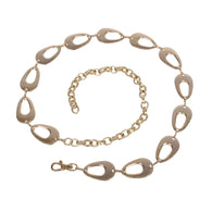 Women's Fashion Gold Tone Metal Oval Circle Chain Belt