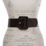 Women's 2 1/4" Wide High Waist Patent Rectangular Stitch-edged Leather Square Belt