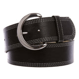 Women's 2" wide  Stitching Edged Plain High Waist Leather Belt