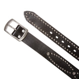 Western Snap on Hammered Rivet Silver Circle Metal Studded Cowhide Leather Belt