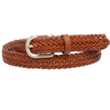 Classic 3/4" (20mm) Skinny Braided Woven Narrow Soft Cowhide Leather Belt
