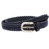 Classic 3/4" (20mm) Skinny Braided Woven Narrow Soft Cowhide Leather Belt