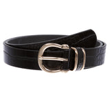 Stunning Croco Print Leather Belt with Triple Holder & Equestrian Buckle