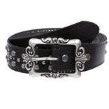 Womens Western Embossed Riveted Nail Head Studded Leather Belt