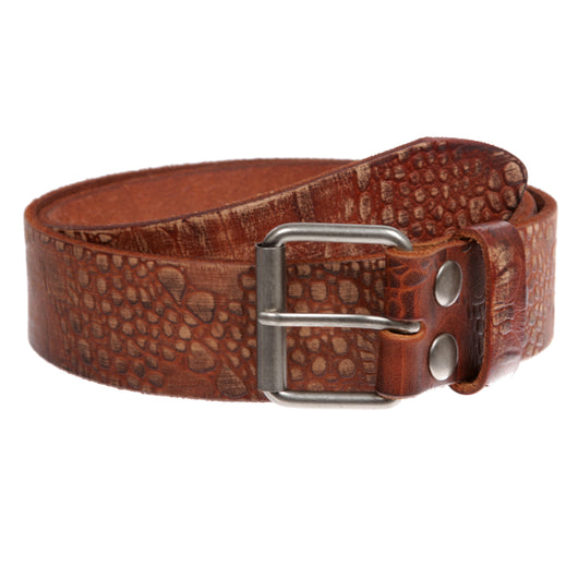 Croco Embossed Distressed 100% Leather Casual Belt for Men and Women