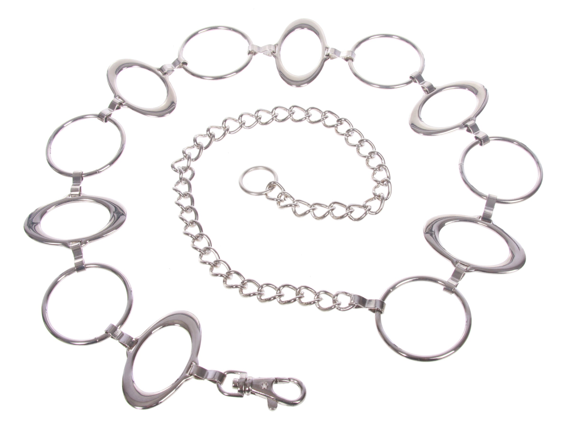 Ladies Metal Oval Circle Chain Belt