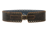 2 3/4" (70 mm) Wide High Waist Genuine Vintage Crack Print Distressed Soft Leather Belt