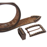 Women's Western Cowgirl Rhinestone Genuine Leather Faux Animal Fur Belt