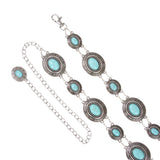 Women's Western Oval Concho Turquoise Stone Chain Belt